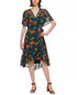 Calvin Klein Floral-Print Faux-Wrap Dress Malachite 14