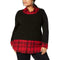 Style & Co. Womens Plaid Long Sleeves Pullover Sweater Top Plus