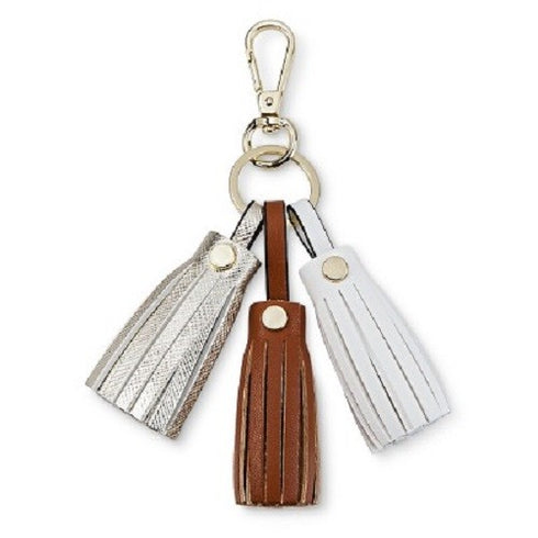 New Merona Copper Metallic Gold Brown Tan Tassel Keyring Key Ring Chain FOB