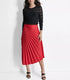 DKNY Women's Pleated Asymmetrical Midi Skirt Red 4