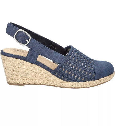 Easy Street Women's Taffy Buckle Slingback Espadrille Wedges Navy 9.5 M