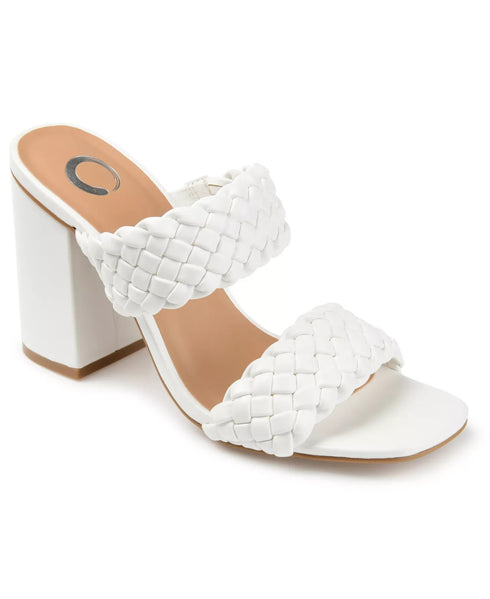 Journee Collection Women's Melissa Woven Sandals White 9.5W