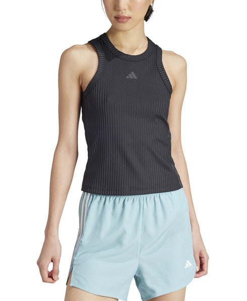 adidas Women's Ribbed Knit Tank Top Pullover Black L