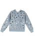 BEAUTEES Big Girls Long Sleeve Foil Print Faux Fur Banded Hoodie Top Blue Size M