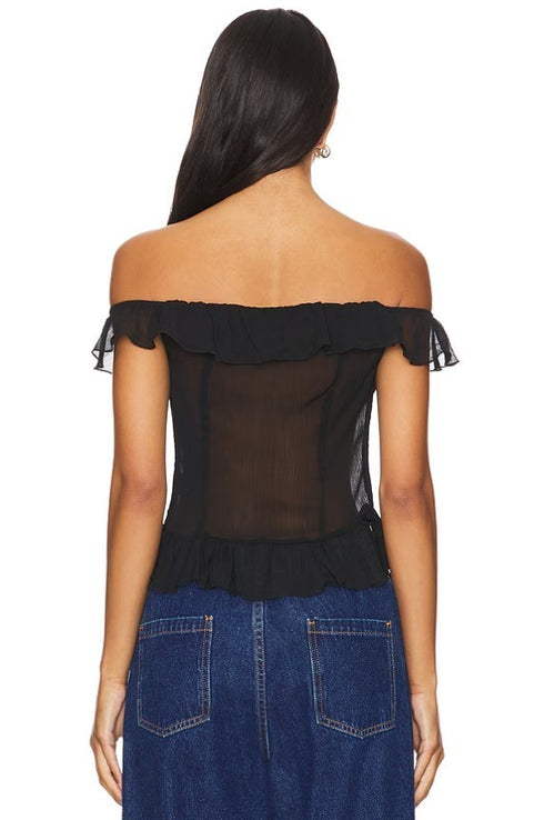 LIONESS Timeless Ruffle Top Black Size M