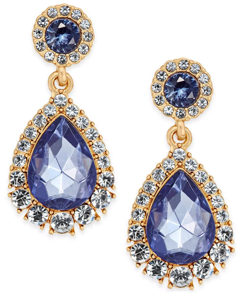 CHARTER CLUB Gold-Tone Crystal & Purple Stone Drop Earrings