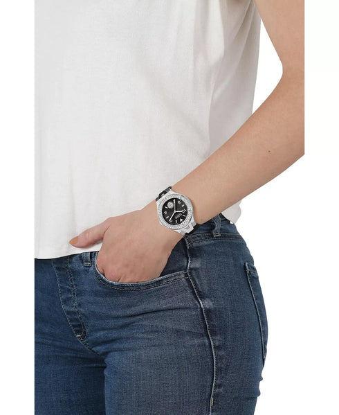 Versus by Versace Women's Vittoria Black Leather Strap Watch 38mm