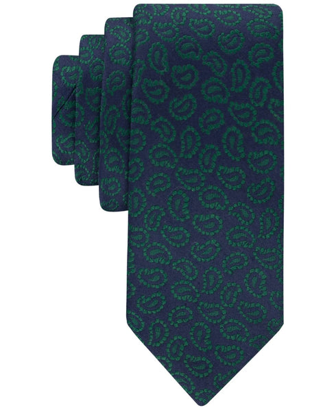 Tommy Hilfiger Pine Paisley Pattern Tie Navy Green One Size