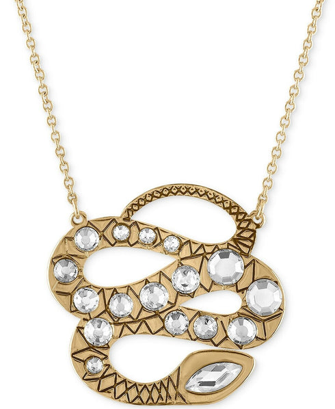 RACHEL Rachel Roy Gold-Tone Crystal Snake Pendant Necklace, 18-1/2" + 2"