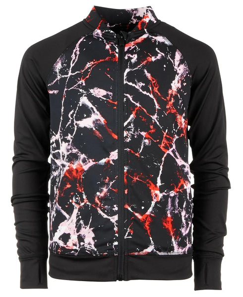 Ideology Big Girls Marble-Print Zip-Up Jacket Size Large 14