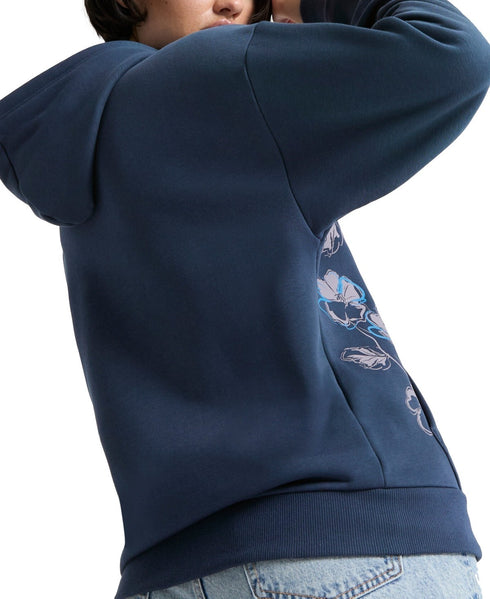 Puma Women's Essential Floral Vibes Logo-Front Hoodie Blue XS