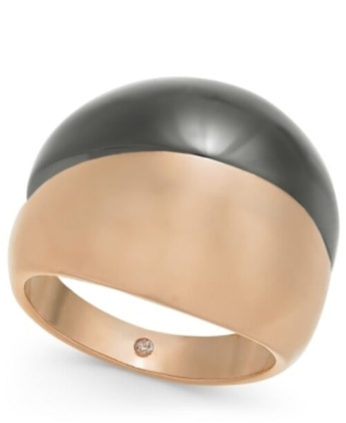 Alfani Two-Tone Wide Ring Hematite/Rose Gold Size 6