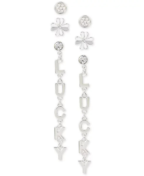 BCBGeneration Gold Tone 3-Pc. Set Crystal Lucky Clover Earrings $28
