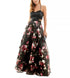 Crystal Doll Juniors' Printed-Skirt Ball Gown Black Mauve 3