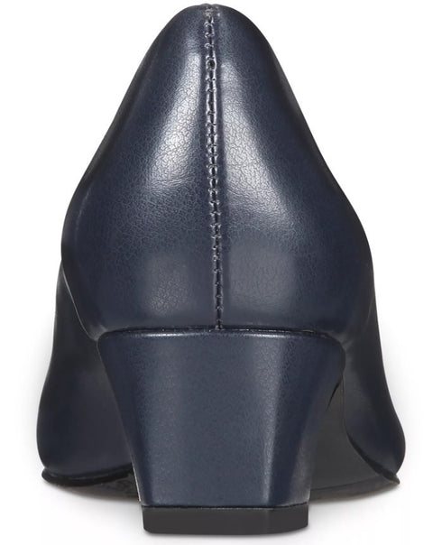 Easy Street Prim Pumps Block Heel Solid Slip On Round Toe Navy 10W