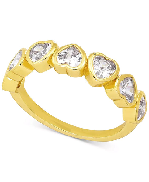 CHARTER CLUB Gold-Tone Heart-Shape Crystal Stack Ring Size 5