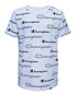 CHAMPION Little Boys Shadow Script Tee All Over Script Print Blue Size 6