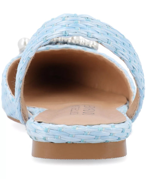 Journee Collection Women's Hannae Embellished Slingback Flats Blue 8M