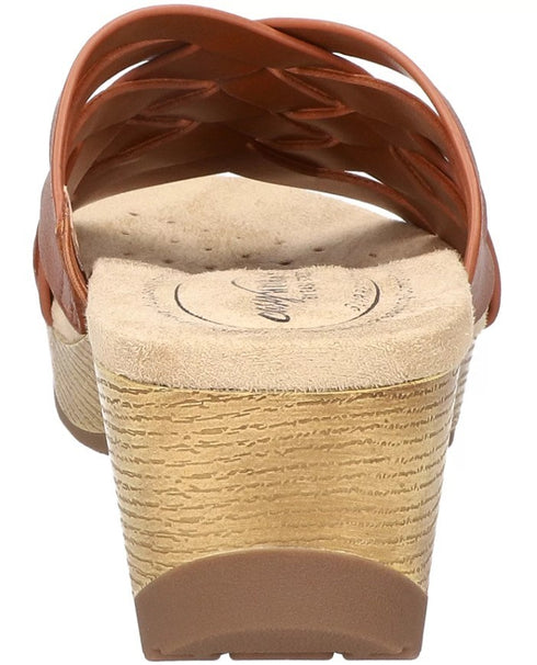 Easy Street Women's Rosanna Slip-On Slip Resistant Wedge Sandals Cognac 10W