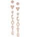 BCBGeneration Rose Gold-Tone 3-Piece Set Crystal Stud & Love Drop Earrings