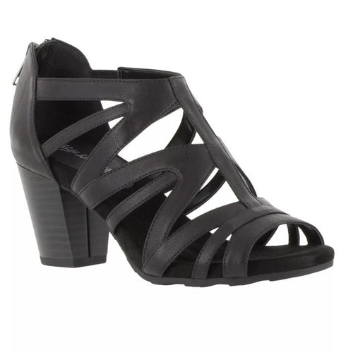 Easy Street Amaze Sandals Black Solid Zip Strappy Open Toe 7.5M