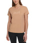 DKNY Sport Women's Cotton Embellished-Logo T-Shirt Praline XL
