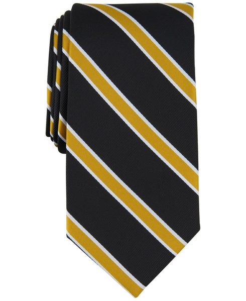 TAYION Mens Regular Fit Tie Necktie One Size Black Gold Striped
