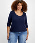 On 34th Trendy Plus Size Scoop-Neck Top Intrepid Blue Size 0X