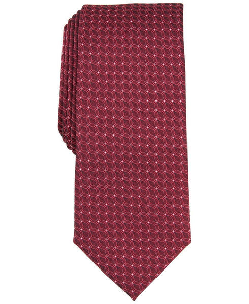 Alfani Men Tie Necktie One Size Red Geometric
