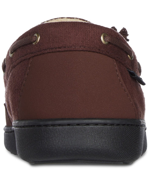 Isotoner Men's Water Repellent Microsuede Carter Boater Moccasin Dark Choco 8-9