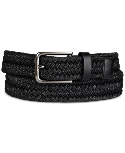 ALFANI Men S Natural Color Braided Webbed Woven Belt Black M 34 - 36
