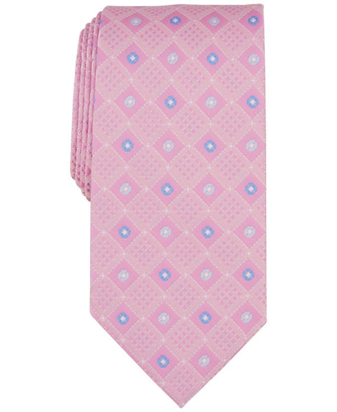 Perry Ellis Men's Laytone Diamond Medallion Tie Pink
