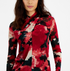 Bar Iii Women's Printed Twist-Neck Long-Sleeve Mesh Top Pomegranate Size S