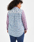 Style & Co Plus Size Blocked Bloom Perfect Shirt Bloom Autumn Summer Size 1X