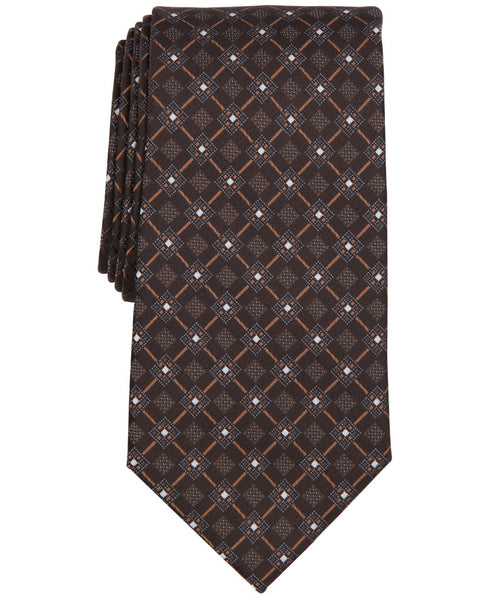 Perry Ellis Men's Classic Geometric Neat Tie Brown