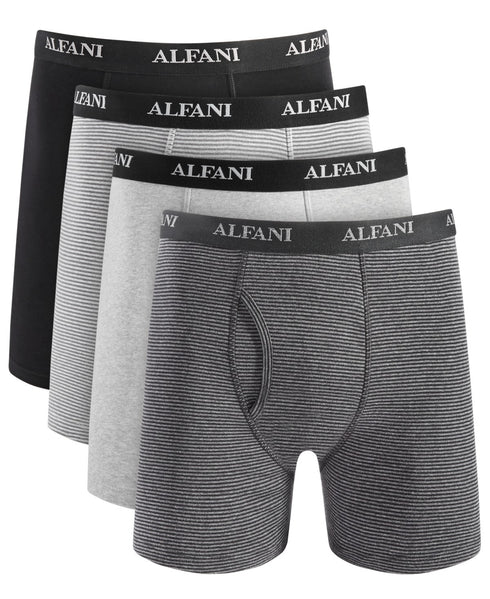 Alfani Men's 4-Pk. Moisture-Wicking Cotton Boxer Briefs Grey Black Combo XL