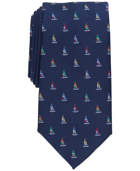 Club Room Mens Regular Fit Tie Necktie One Size Blue Sailboat