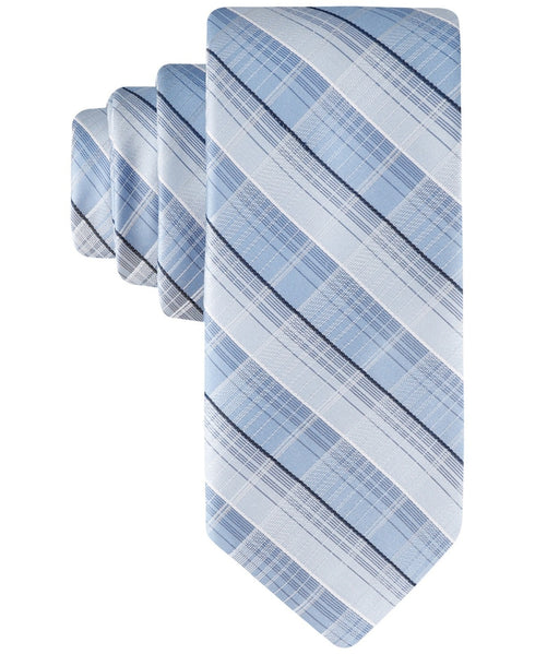 Calvin Klein Men Regular Fit Tie Necktie One Size Light Blue Plaid