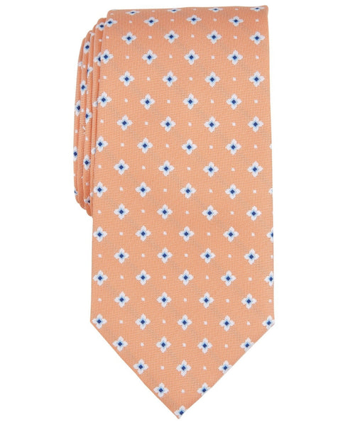 Club Room Mens Classic Fit Tie Necktie One Size Orange Blue Medallion