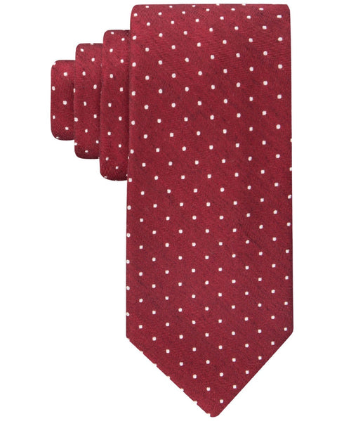 Tommy Hilfiger Men's Herringbone Dot Tie Red