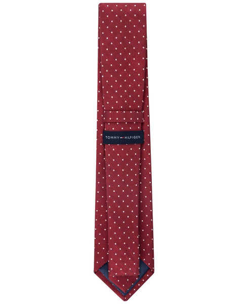 Tommy Hilfiger Men's Herringbone Dot Tie Red