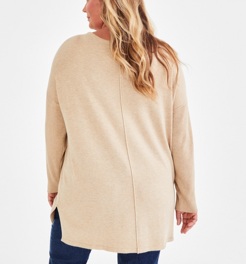 Style & Co Plus Size Knit Seam-Front Tunic Top Icy Coffee Heather Size 1X