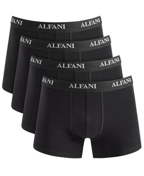 Alfani Mens Regular Fit 4 Pack Trunks Underwear Small Black Solid S