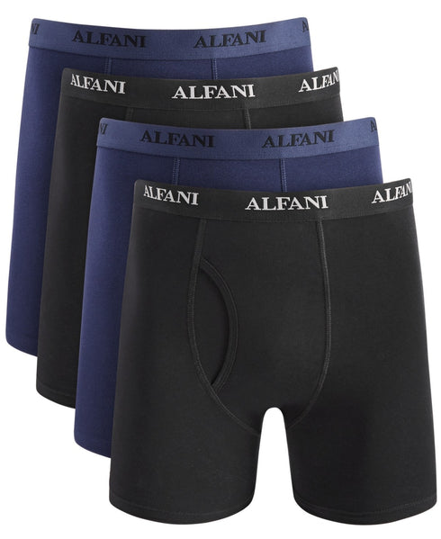 Alfani Men's 4-Pk. Moisture-Wicking Cotton Boxer Briefs Navy Black Combo