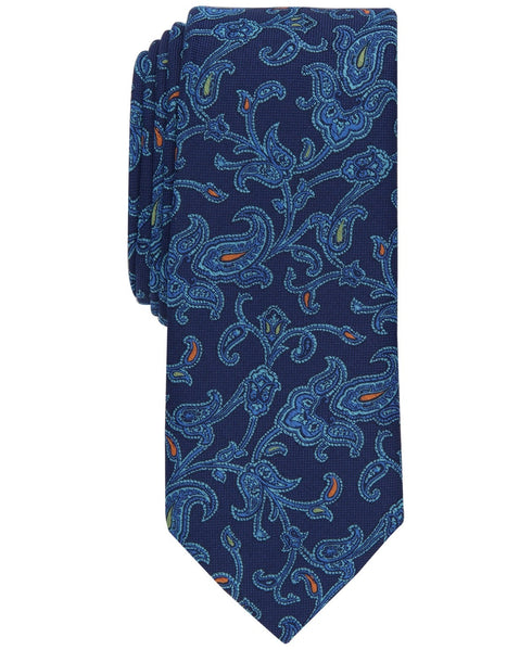 Bar III Men S Roosevelt Paisley Tie Necktie Slim Modern Navy