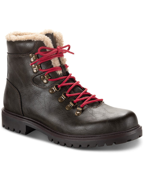 Sun + Stone Men's Kyson Faux-Shearling Lace-Up Boots Green Size 11