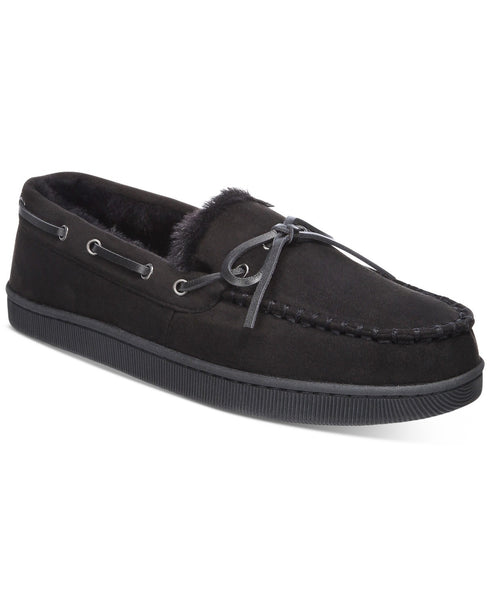 Club Room Mens Moccasin Slippers Black Size Medium 8-9