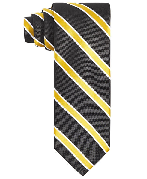 Tayion Collection Men's Black & Gold Stripe Tie Gold