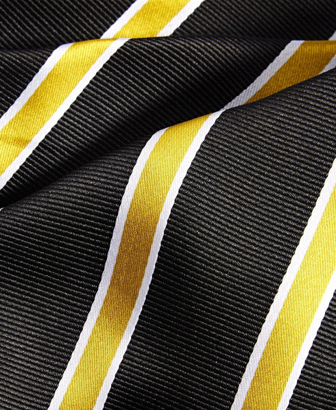 Tayion Collection Men's Black & Gold Stripe Tie Gold