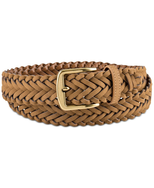 Club Room Men's Faux-Suede Braided Belt Tan M 34-36